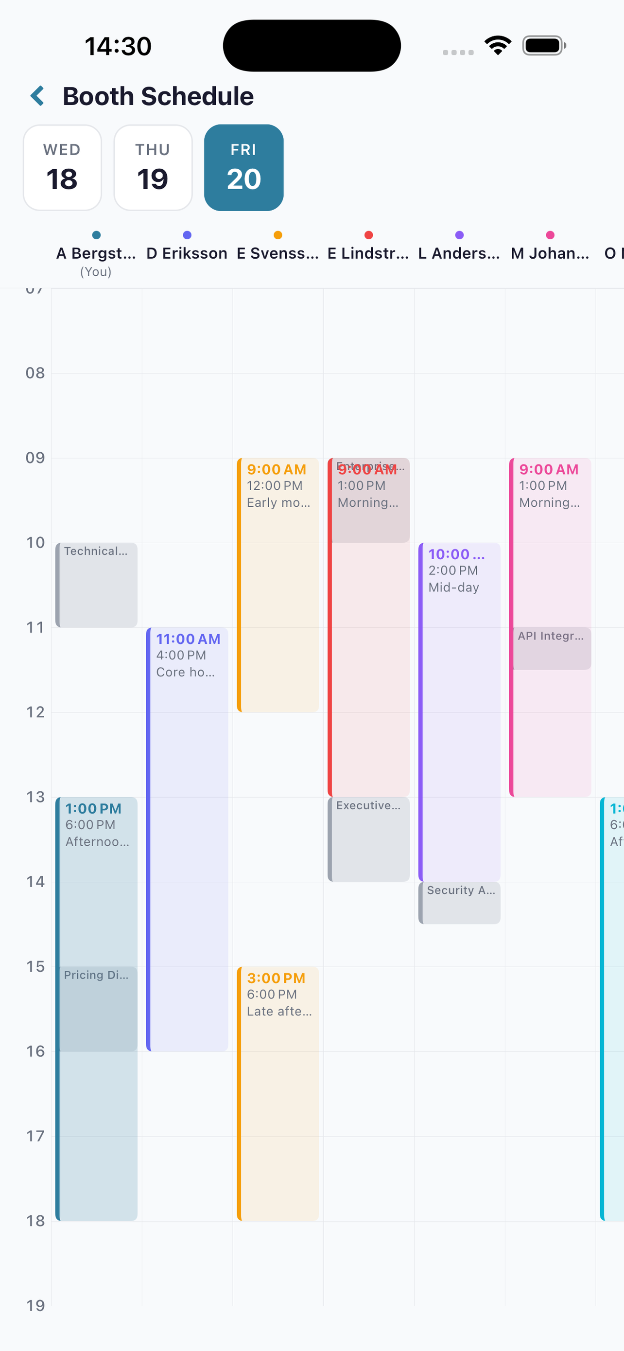 Trade Show PRO team schedule and shift management